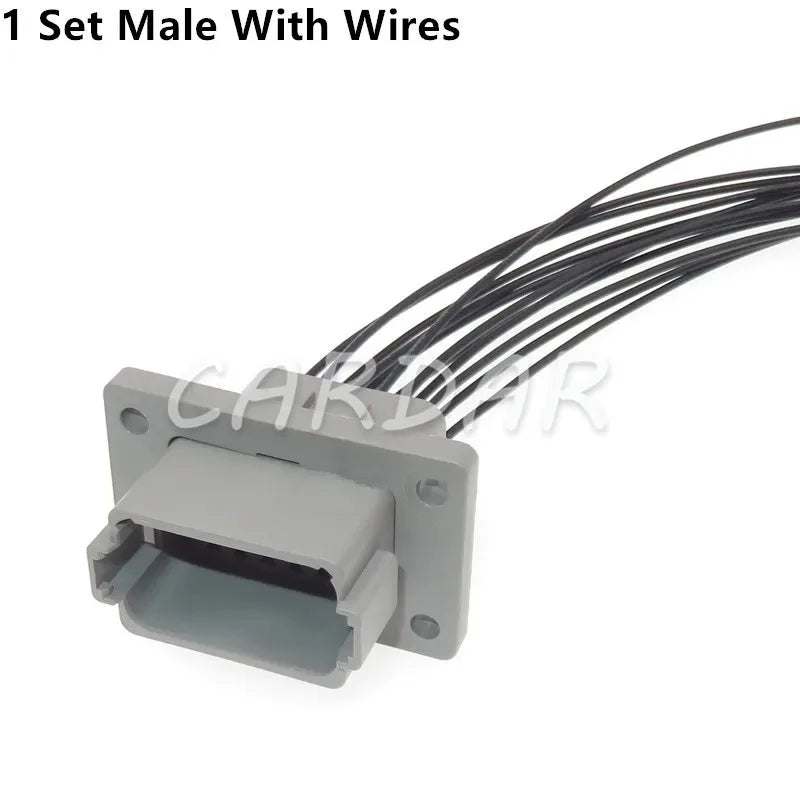 12 Pin DT04-12P-L012 DT06-12S Automobile Wire Waterproof Socket With 4 Holes Fixed Flange Plastic Housing Plug