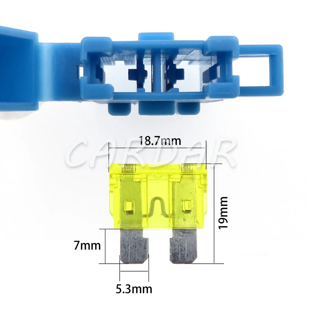 Blue Middle Blade Fuse Holder with 2pins Terminal BX2017E Car Insurance Socket Jacket Fuse Box