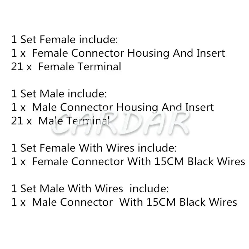 21 Pin White Automobile Electric Wiring Connector Car Male Female Unsealed Socket 967635-1 2-967630-1 7-968975-1