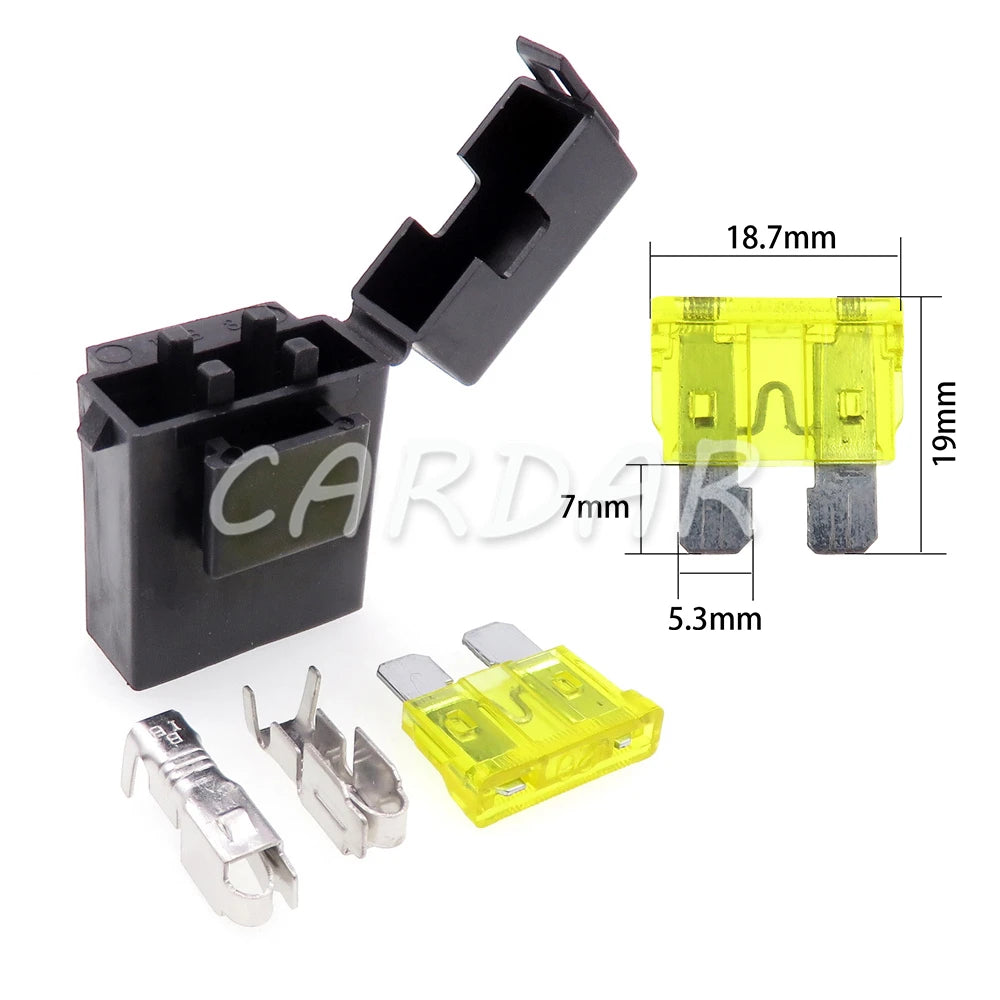 BX2017A BX2017D Medium Car Fuse Holder with Crimp Terminal Black Lighter Frontal for Standard Fuses