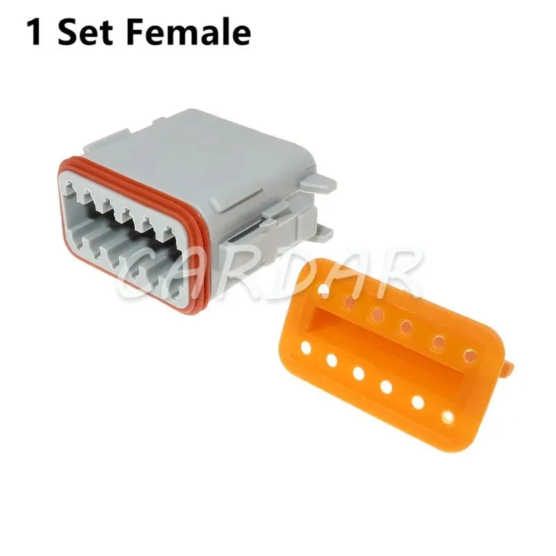 12 Pin DT04-12P-L012 DT06-12S Automobile Wire Waterproof Socket With 4 Holes Fixed Flange Plastic Housing Plug