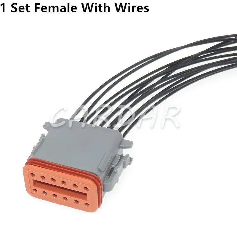 12 Pin DT04-12P-L012 DT06-12S Automobile Wire Waterproof Socket With 4 Holes Fixed Flange Plastic Housing Plug