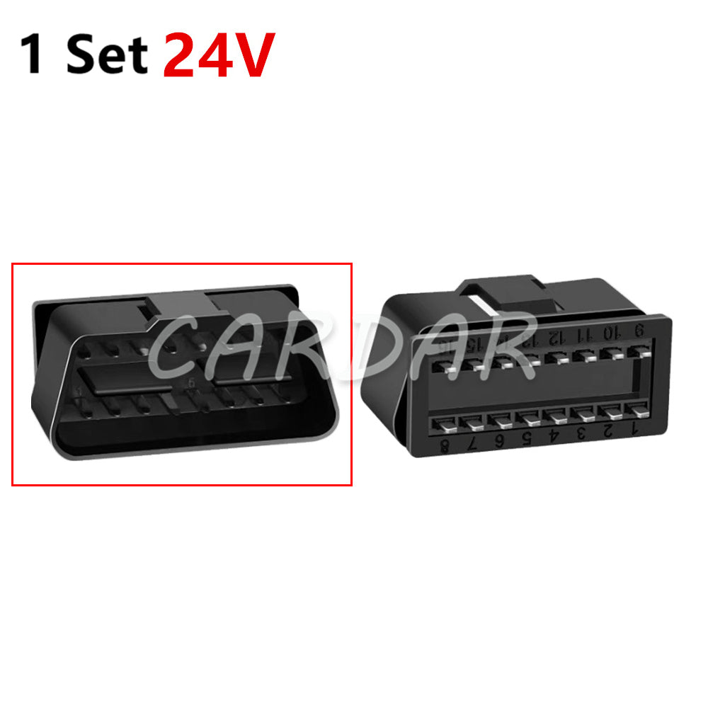 16 Pin 12V 24V Car OBD2 Connector 16pin Male Plugs OBD II Diagnostic-tool Cable Connector
