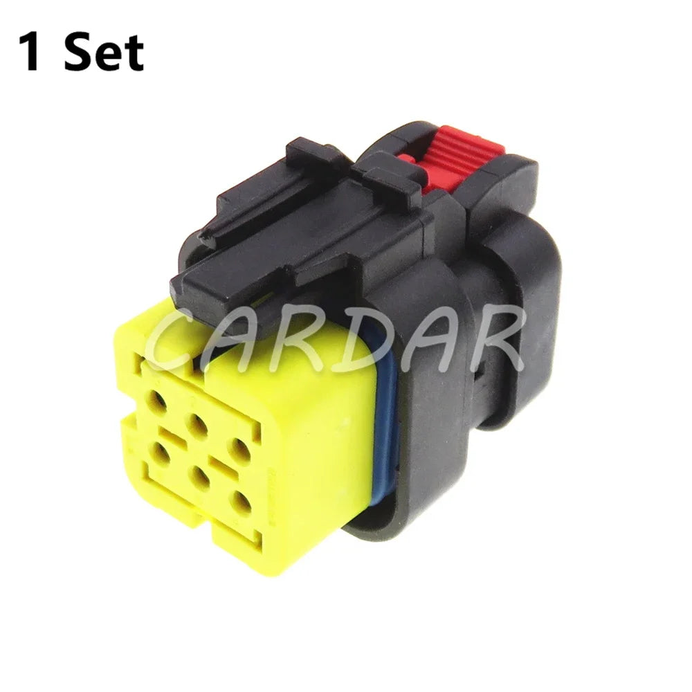 6 Pin 776433-3 Yellow Auto Waterproof Socket Electric Wire Sealed Connector With Terminal