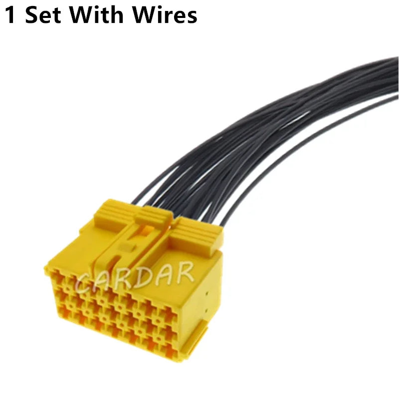 21 Pin Automotive Wiring Harness Socket Yellow Car Unsealed Connector With Terminal 1-967625-5 967635-1