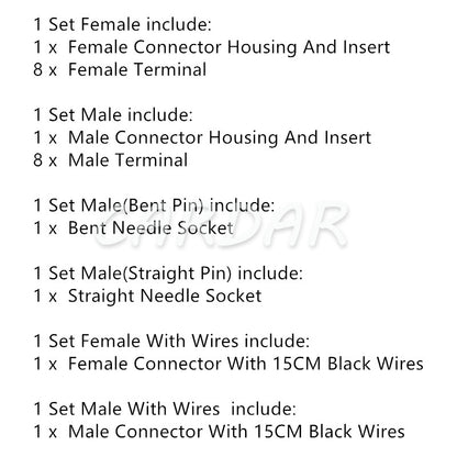 8 Pin JST08R-JWPF-VSLE JST08T-JWPF-VSLE Waterproof Connector Cable Socket For Rearview Mirror Heating Plug