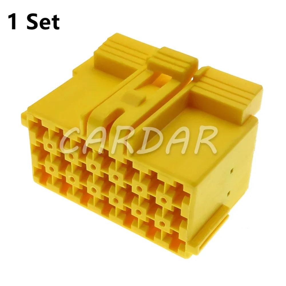 21 Pin Automotive Wiring Harness Socket Yellow Car Unsealed Connector With Terminal 1-967625-5 967635-1