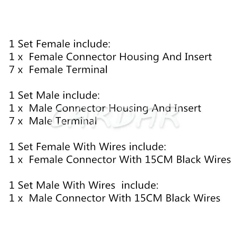 7 Pin 1.5 4.8 Series Car Starts the Ignition Cable Harness Socket Male Female Unsealed Connector