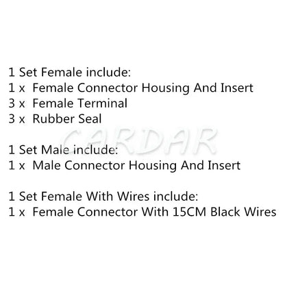 3 Pin Automotive Electrical Connector Electrical PCB Socket For Cars QLW-A-3F-B QLW-A-3F-GR