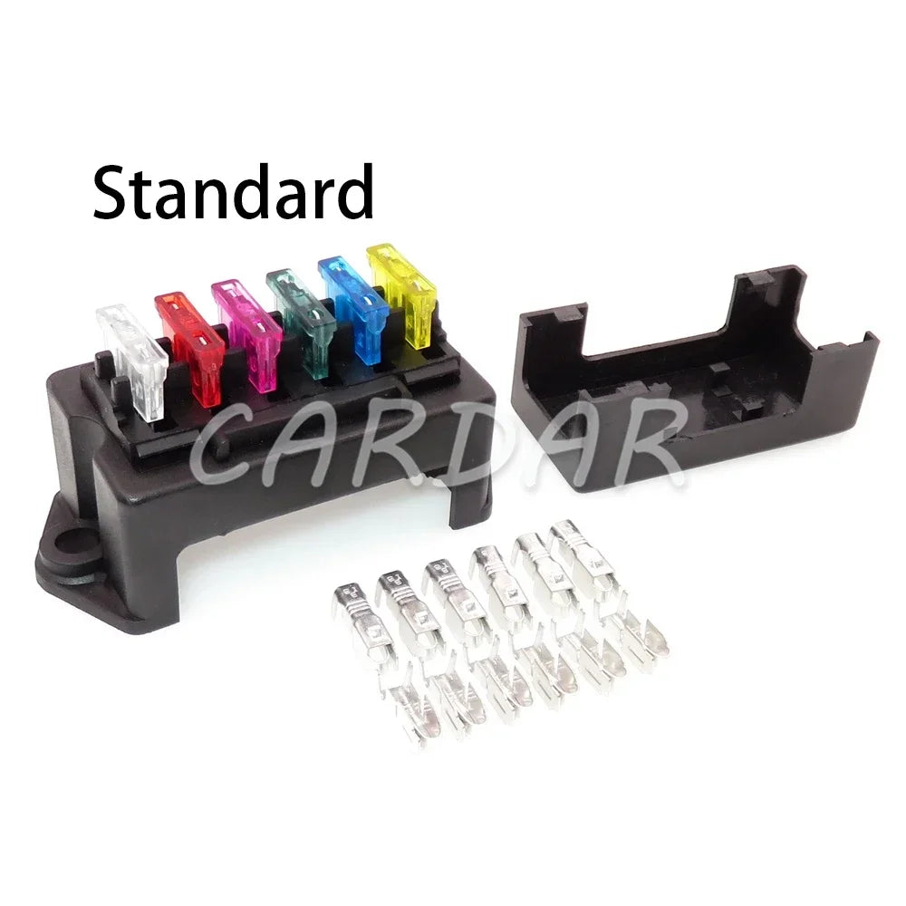 6 Way Middle Black Automobile Wire Controller Box Car Fuse Holder Assembly Standard Auto Insurance Socket