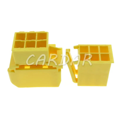 6 Pin 2.8 Series Yellow Automobile Plastic Housing Male Female Docking Wiring Terminal Socket