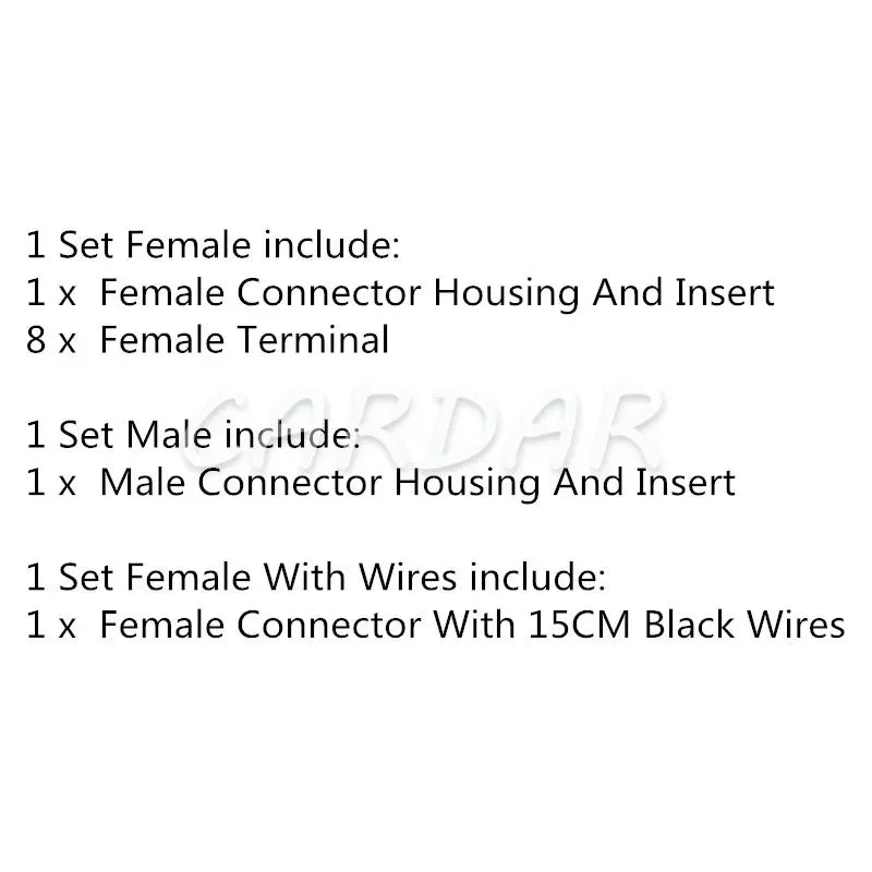 8 Pin 1.2 Series Automobile Bent Needle Wire Connector Unsealed Socket Male Female Plug 25022-8Y 175964-2 175973-2