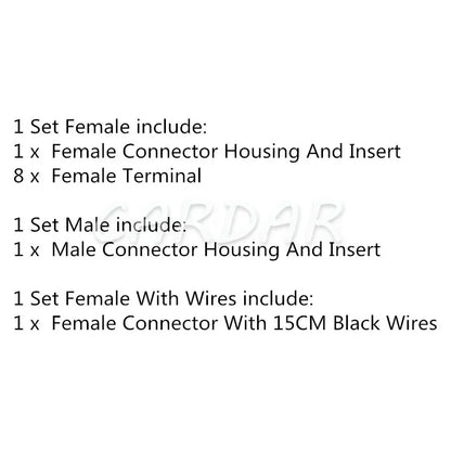 8 Pin 1.2 Series Automobile Bent Needle Wire Connector Unsealed Socket Male Female Plug 25022-8Y 175964-2 175973-2