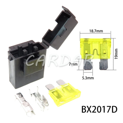 BX2017A BX2017D Medium Car Fuse Holder with Crimp Terminal Black Lighter Frontal for Standard Fuses