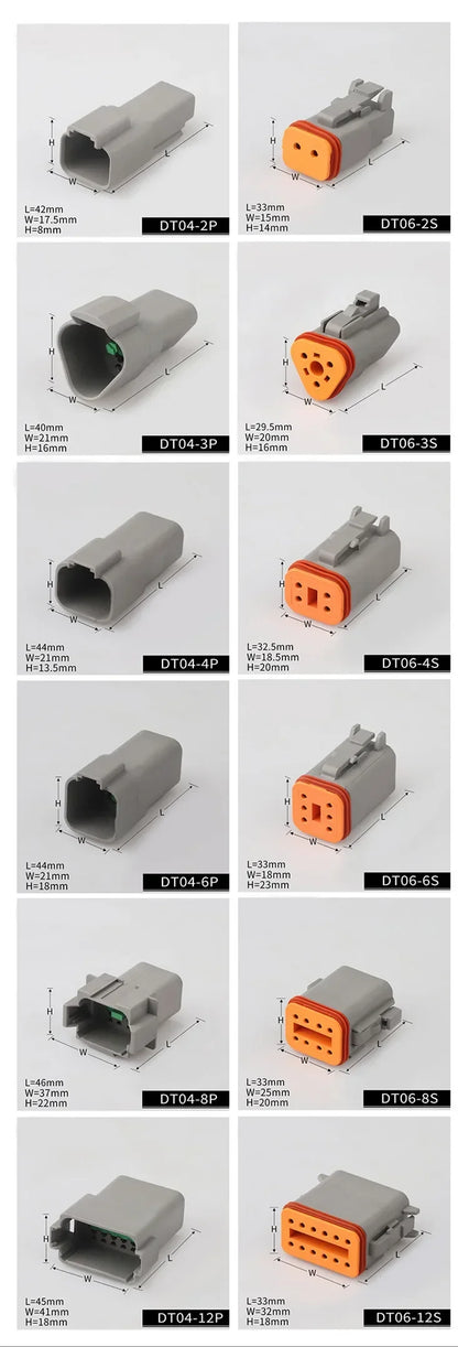 Deutsch DT 2 3 4 6 8 12 Pin Waterproof Connector Electrical Wire Socket 22-16AWG For Car Bus Motor Truck Engine Gearbox