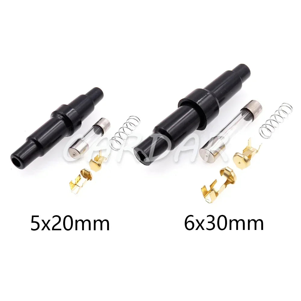 Black 5x20mm 6x30mm Glass Tube Fuse Holder 5*20mm 6*30mm Screw Type Plastic Housing Fuses Casings Fuse Box