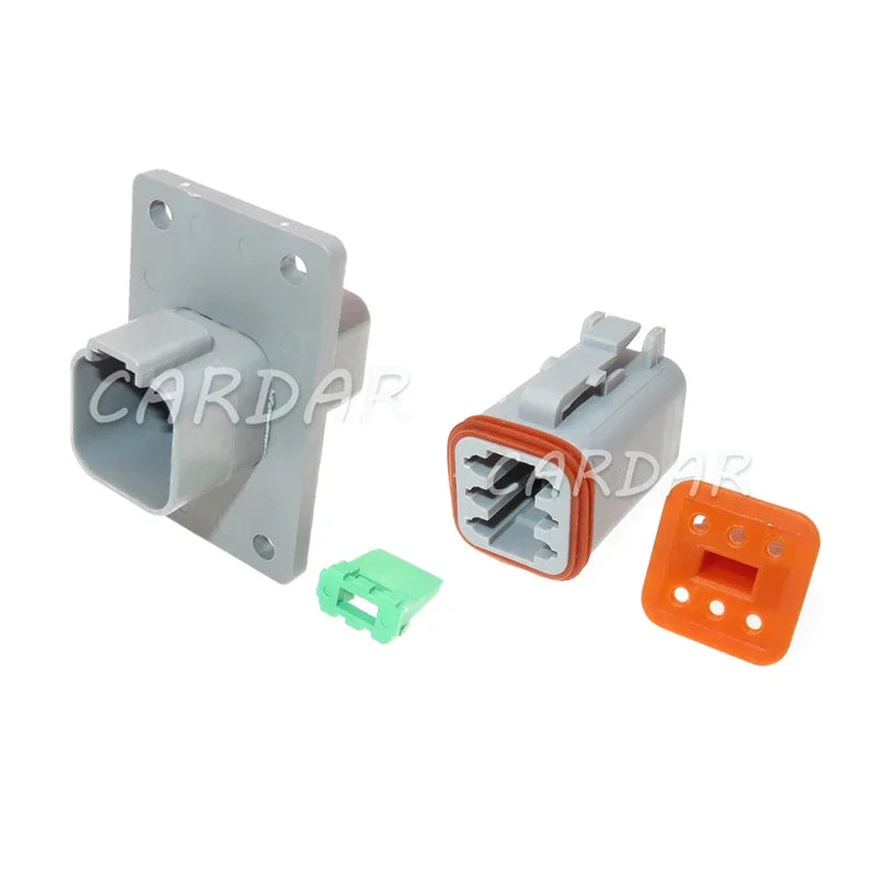1 Set 6 Pin DT04-6P-L012 DT06-6S Auto Wiring Terminal Sealed Socket Car Wire Waterproof Connector With Flange