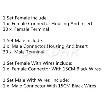 30 Pin Automobile Male Female Docking Unsealed Connector Car Electric Wiring Socket Auto Composite Adapter