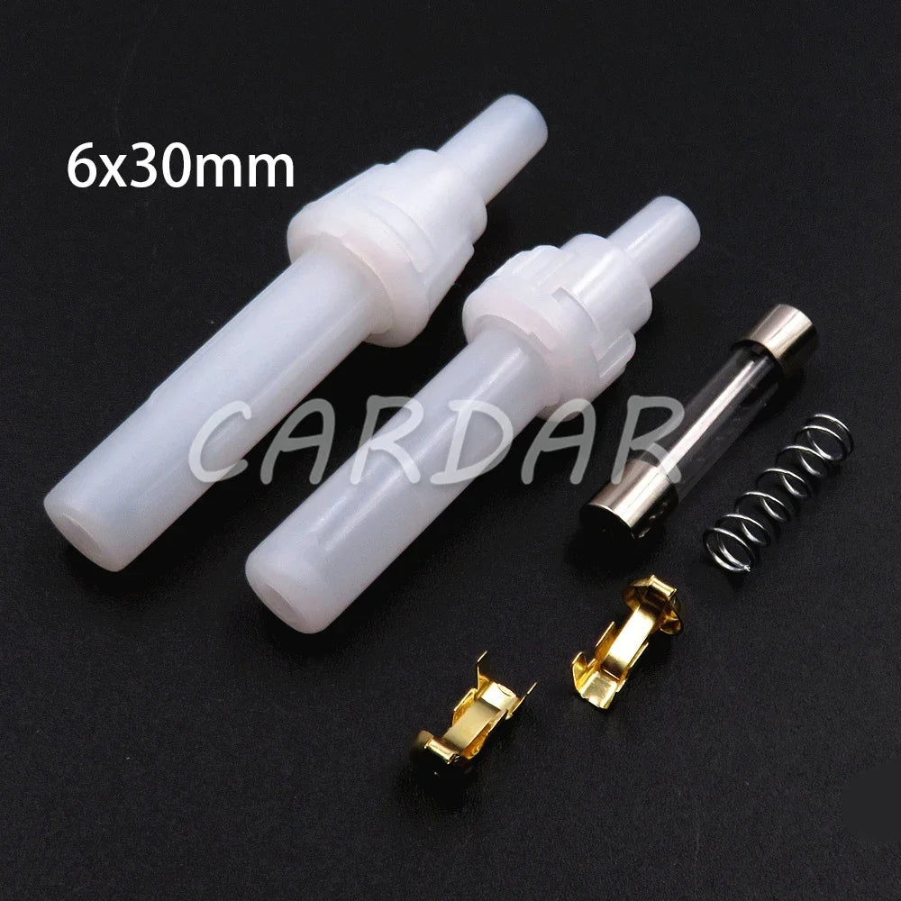 6x30mm 6*30mm White Lantern Type Fuse Holder BX3012 BX3012A Screw Type Glass Fuses Box With Spring and Terminal