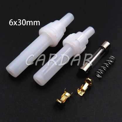 6x30mm 6*30mm White Lantern Type Fuse Holder BX3012 BX3012A Screw Type Glass Fuses Box With Spring and Terminal