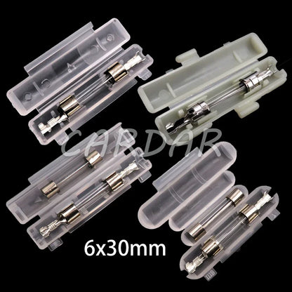 6x30mm 6*30mm White Double Glass Tube Fuse Holder Flip Type Fuses Box Fuse Socket With Terminal