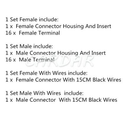 16 Pin Electrical Connector Automobile Male Female Plastic Housing Unsealed Adapter Composite Socket MG641007 MG651006