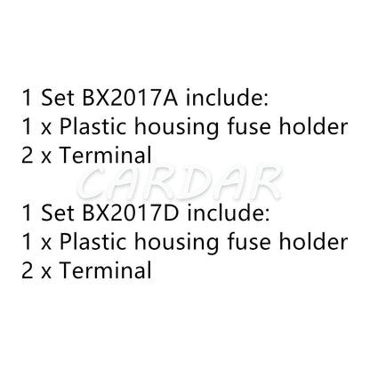 BX2017A BX2017D Medium Car Fuse Holder with Crimp Terminal Black Lighter Frontal for Standard Fuses