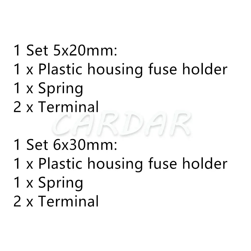 Black 5x20mm 6x30mm Glass Tube Fuse Holder 5*20mm 6*30mm Screw Type Plastic Housing Fuses Casings Fuse Box