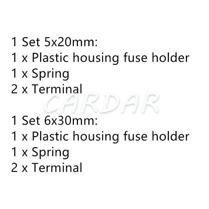 Black 5x20mm 6x30mm Glass Tube Fuse Holder 5*20mm 6*30mm Screw Type Plastic Housing Fuses Casings Fuse Box