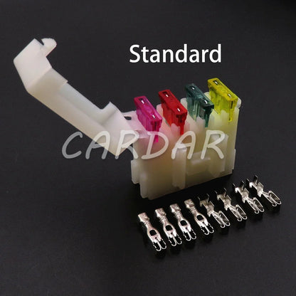 4 Way BX2041 Medium Auto Connector Car Plastic Housing Fuse Box with 8pcs Terminals for Standard Fuse Middle Fuse Holder