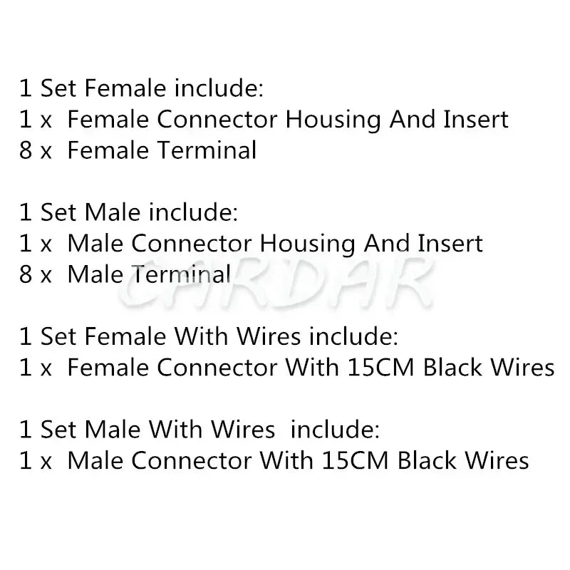 8 Pin DT04-8P-E008 DT04-8S-E008 Black Colour DT Series Automotive Waterproof Connector Plug With Terminals