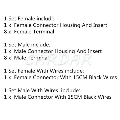 8 Pin DT04-8P-E008 DT04-8S-E008 Black Colour DT Series Automotive Waterproof Connector Plug With Terminals