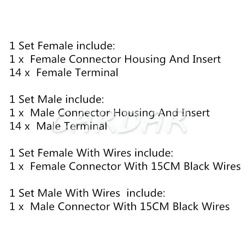 14 Pin Auto Electric Wire Hybrid Connector Automobile Adapter Car Male Plug Female Socket For Honda