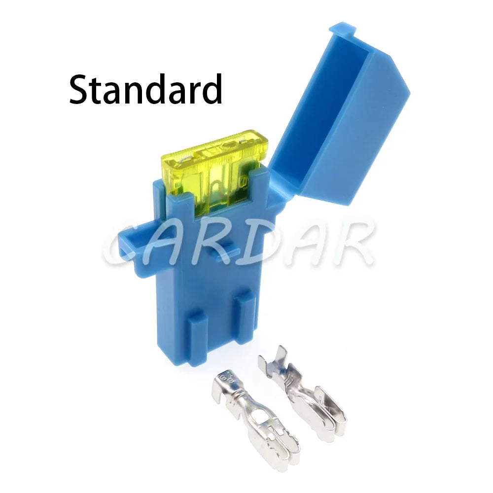 Blue Middle Blade Fuse Holder with 2pins Terminal BX2017E Car Insurance Socket Jacket Fuse Box