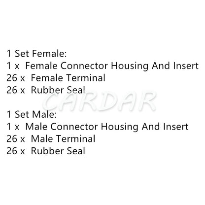 26 Pin Automotive Waterproof Sealed Socket Car Male and Female Docking Wire Connector 1897009-2 1897013-2