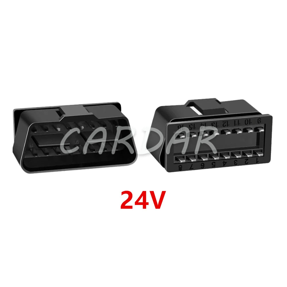 16 Pin 12V 24V Car OBD2 Connector 16pin Male Plugs OBD II Diagnostic-tool Cable Connector