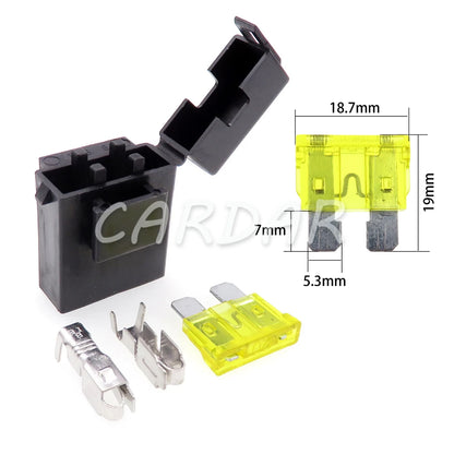 BX2017A BX2017D Medium Car Fuse Holder with Crimp Terminal Black Lighter Frontal for Standard Fuses
