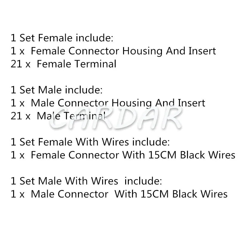21 Pin 6098-7129 6098-7122 Female Male Wiring Harness Automotic Connector With Terminal For Car
