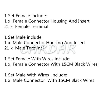 21 Pin 6098-7129 6098-7122 Female Male Wiring Harness Automotic Connector With Terminal For Car